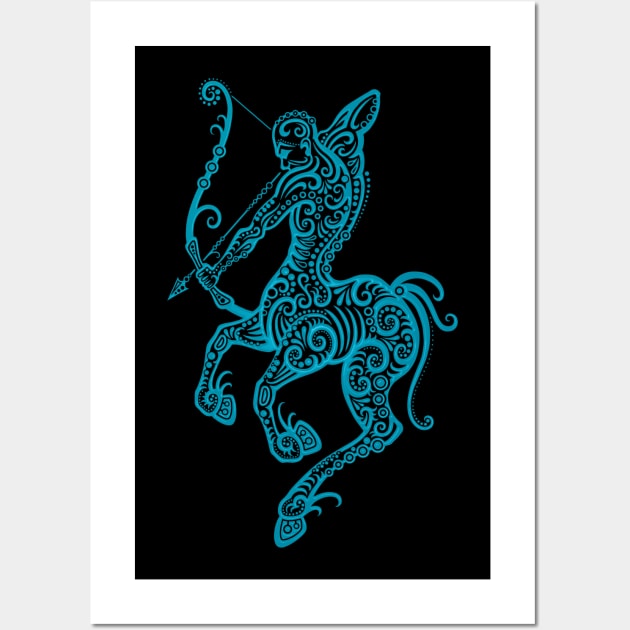 Blue Sagittarius Zodiac Sign Wall Art by jeffbartels